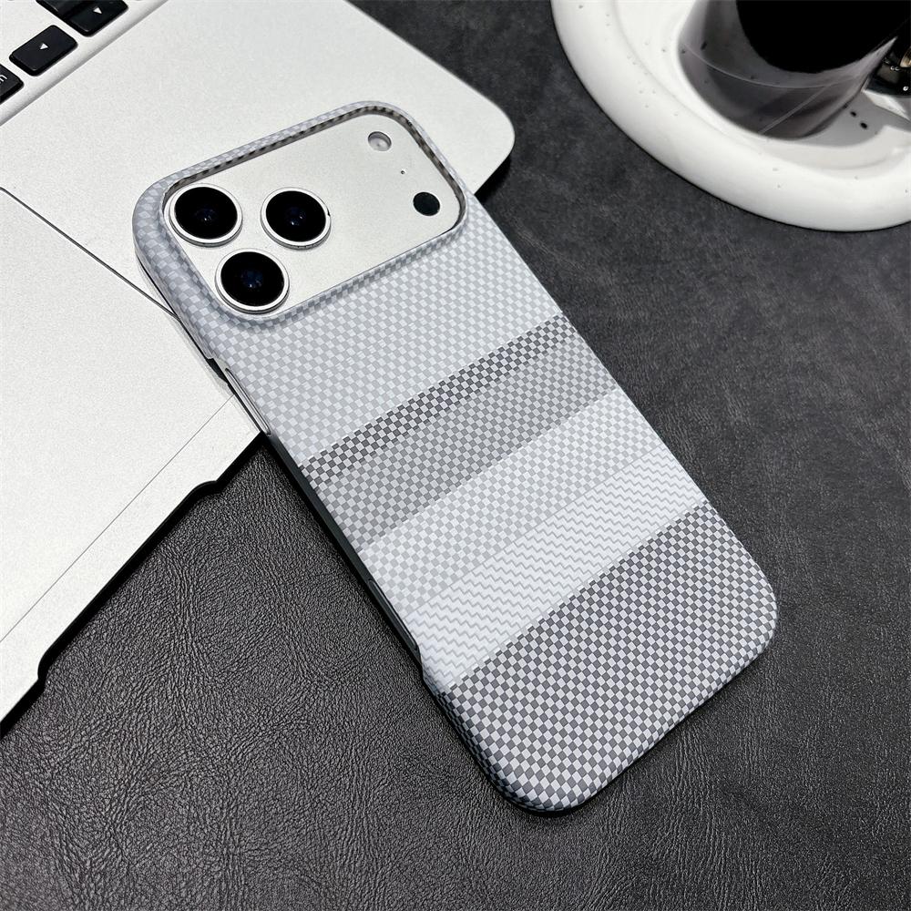 

Striped Kevlar Inner Magnetic Thin Hard Case for iPhone 17 16 15 Pro Max Air Wireless Charging Camera Bumper Shockproof Cover iPhone 15