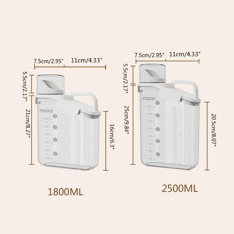 Plastic Kitchen Canister with Airtight Lid Large Food Storage Container Clear Jar Cap with Scales for Flour Coffee Beans