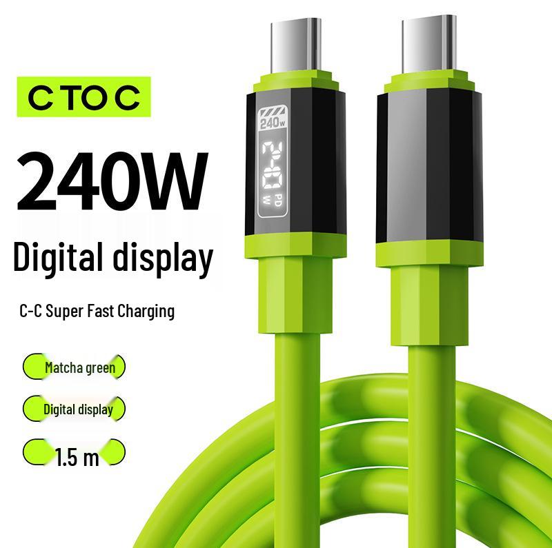 240W Fast Charging Type-C Cable with Real-time Display for Apple 15/16, Huawei, and Android