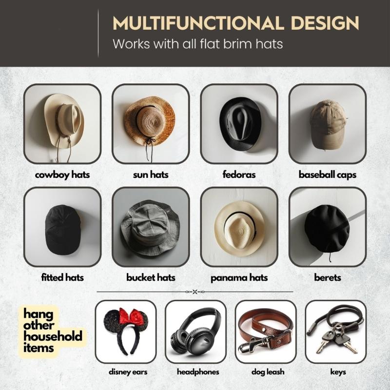 4/6/8/12pcs Acrylic Clear Hat Stand Wall Mount Baseball Caps Hangers Reliable Hat Organizer Easy Installation Hat Rack
