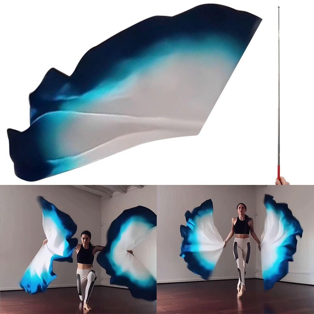 Con Palos Telescópicos Accesorios de Danza del Vientre Atrezzo Multicolor Banderas Rectangulares Ligeras Varillas Extensibles Atrezzo de Baile Portátil