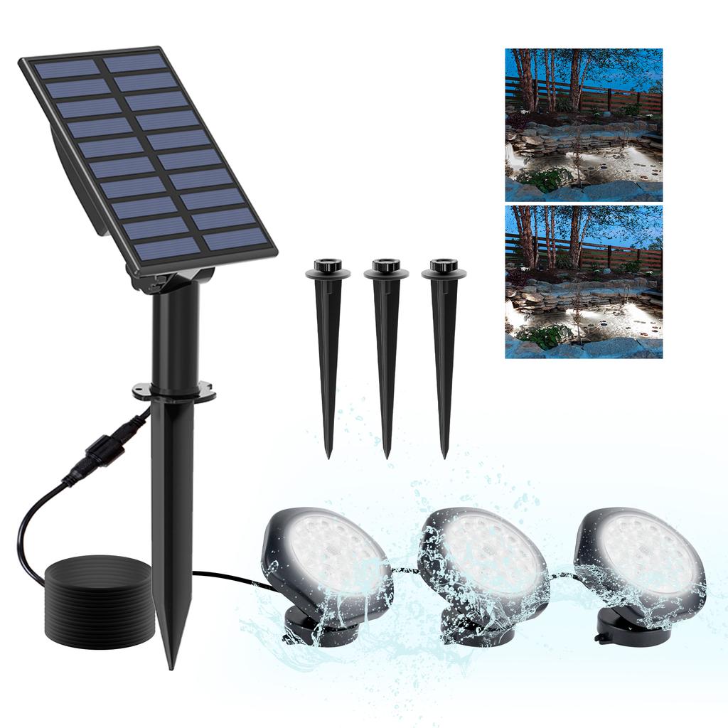 6000K/3000K Solar-Unterwasserbeleuchtung, Solar-LED-Poollicht für den Außenbereich, Dekorationslichter für Teich, Brunnen, Aquarium, Terrasse, Rasenlicht