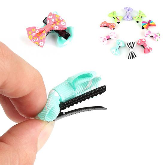 10Pcs Mixed Color Baby Girls Flower Dot Bowknot Hair Clips Set Hairpin Headwear