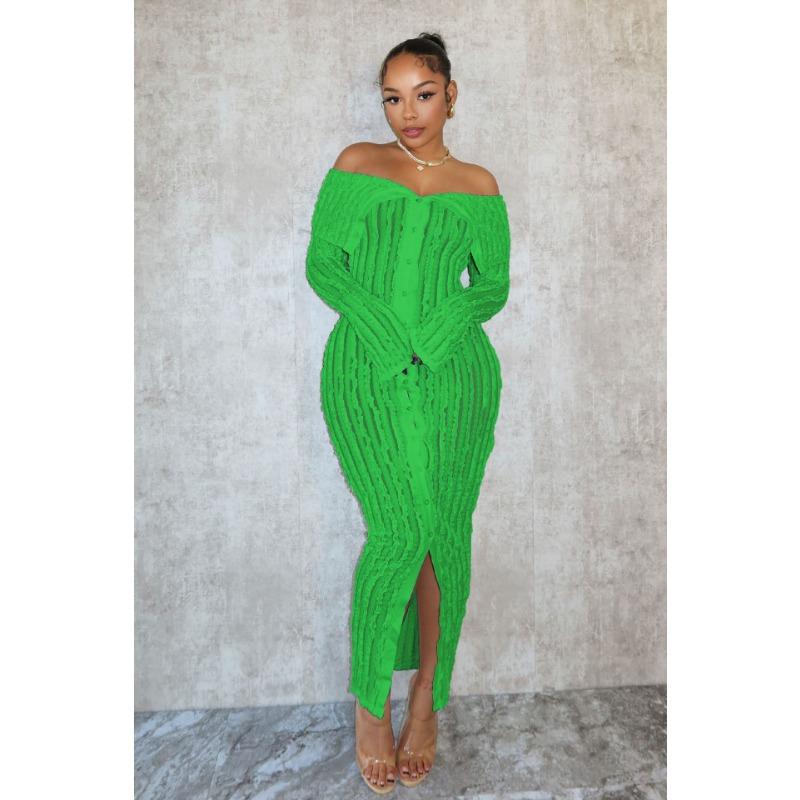 

Модна Елегантна Сукня з Відкритими Плечима на Одну Ґудзик Лінія Шиї Човник Жіноча Сексуальна Сукня з Облягаючим Стегном Довга Вечірня Сукня Плісована Прозора з Довгим Рукавом Повсякденна Сукня XL зелений