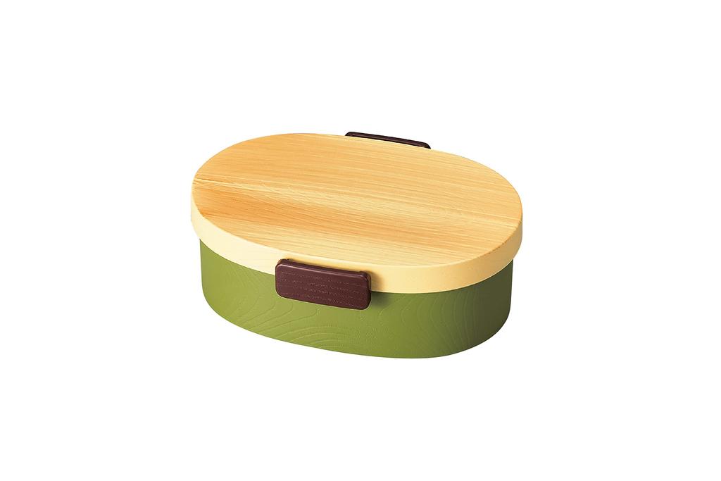 Tatsumiya Tight Wood Grain Oval Bento Cypress 30432 Box, Green, Large,