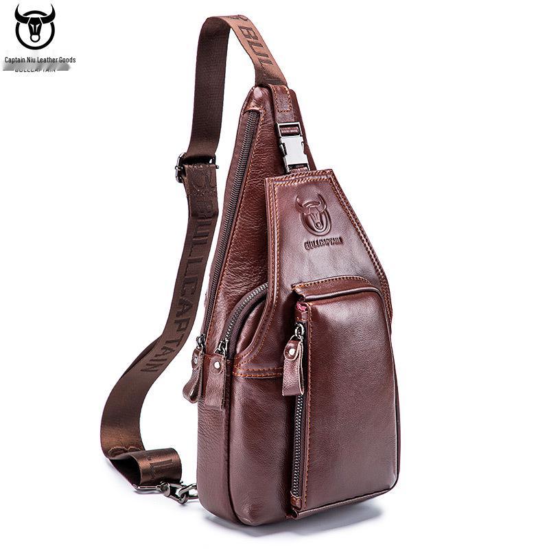 Captain Cow Men's Genuine Leather Multifunctional Crossbody Chest Bag