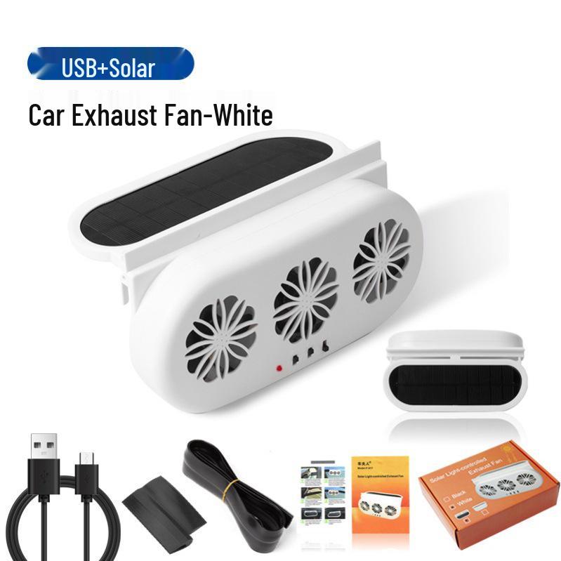 Solar-Powered Car Ventilation Fan for Window Exhaust and Interior Cooling