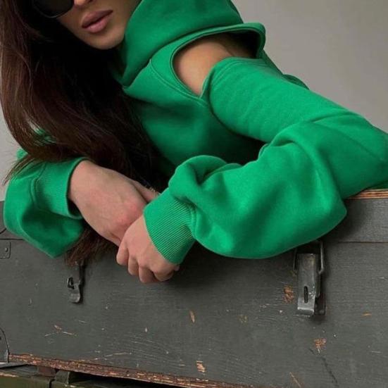 

Жіночий спортивний костюм з 2 предметів, світшот з капюшоном кроп з довгим рукавом, комплект штанів для джогінгу, осінній повсякденний спортивний одяг M зелений