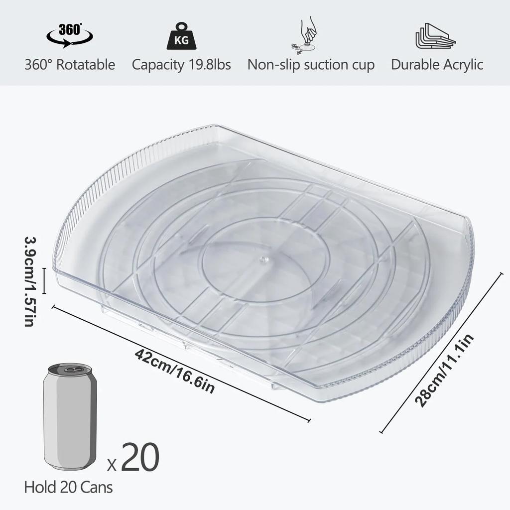 360 Rotate Rectangle Tray Lazy Organizer Turntable Storage Tray Clear Food Storage Organizer Spice Rack For Kitchen Organizer