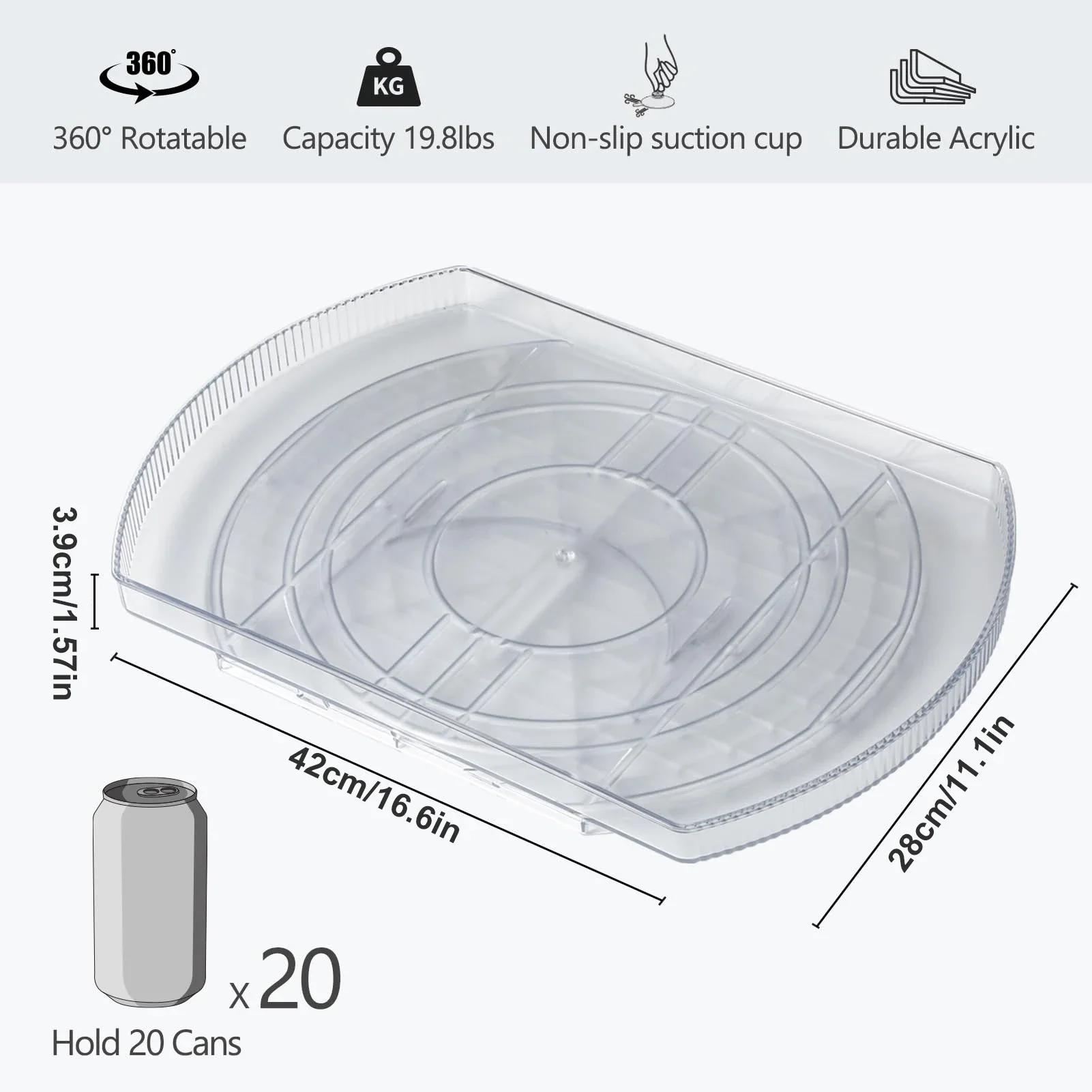 

360 Rotate Rectangle Tray Lazy Organizer Turntable Storage Tray Clear Food Storage Organizer Spice Rack For Kitchen Organizer прозорий