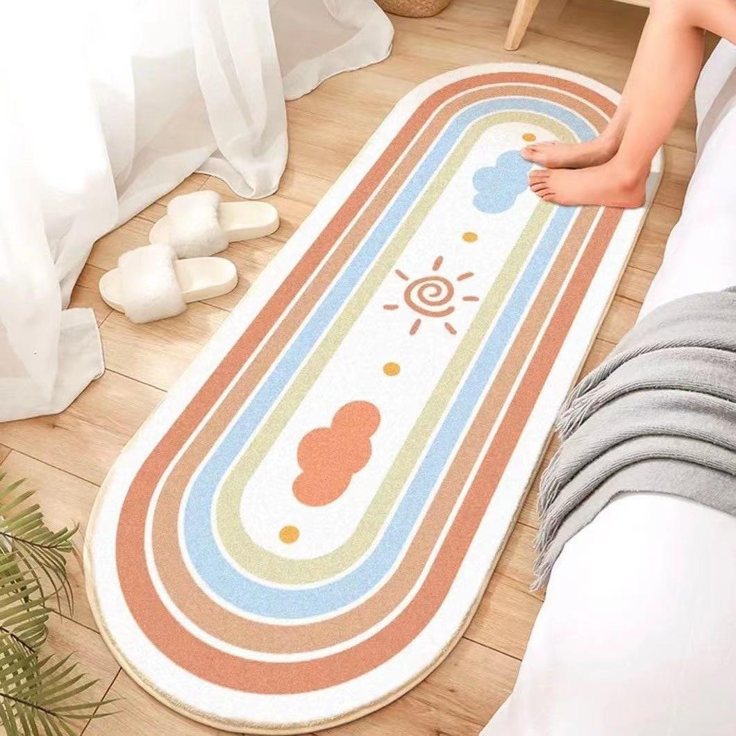 

Soft Plush Rainbow Stripe Area Rug, Polyester, Machine Washable, for Bedroom, Living Room, Home Decor, Indoor Use 40*120cm