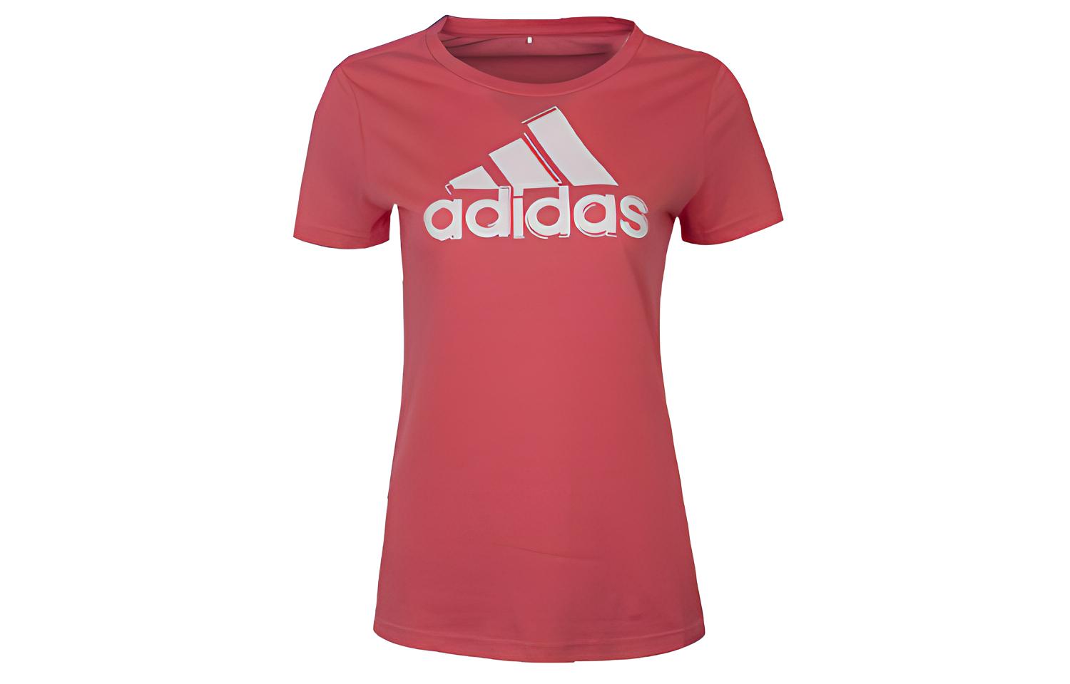 Adidas T Shirts Women s Pink Crew Neck Moderate Straight Fit AI6167 S