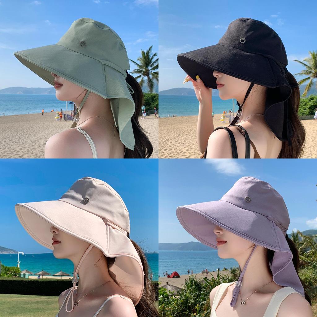 Summer Wide Brim Fisherman Hat With Ponytail Hole For Outdoor Sun Protection