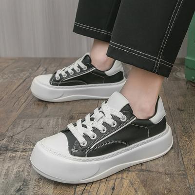High Quality Casual Leather Autumn Walking Shoes New 2026Men's Thick Bottom Vulcanized Shoes Fashion Trend The Latest Board Shoe