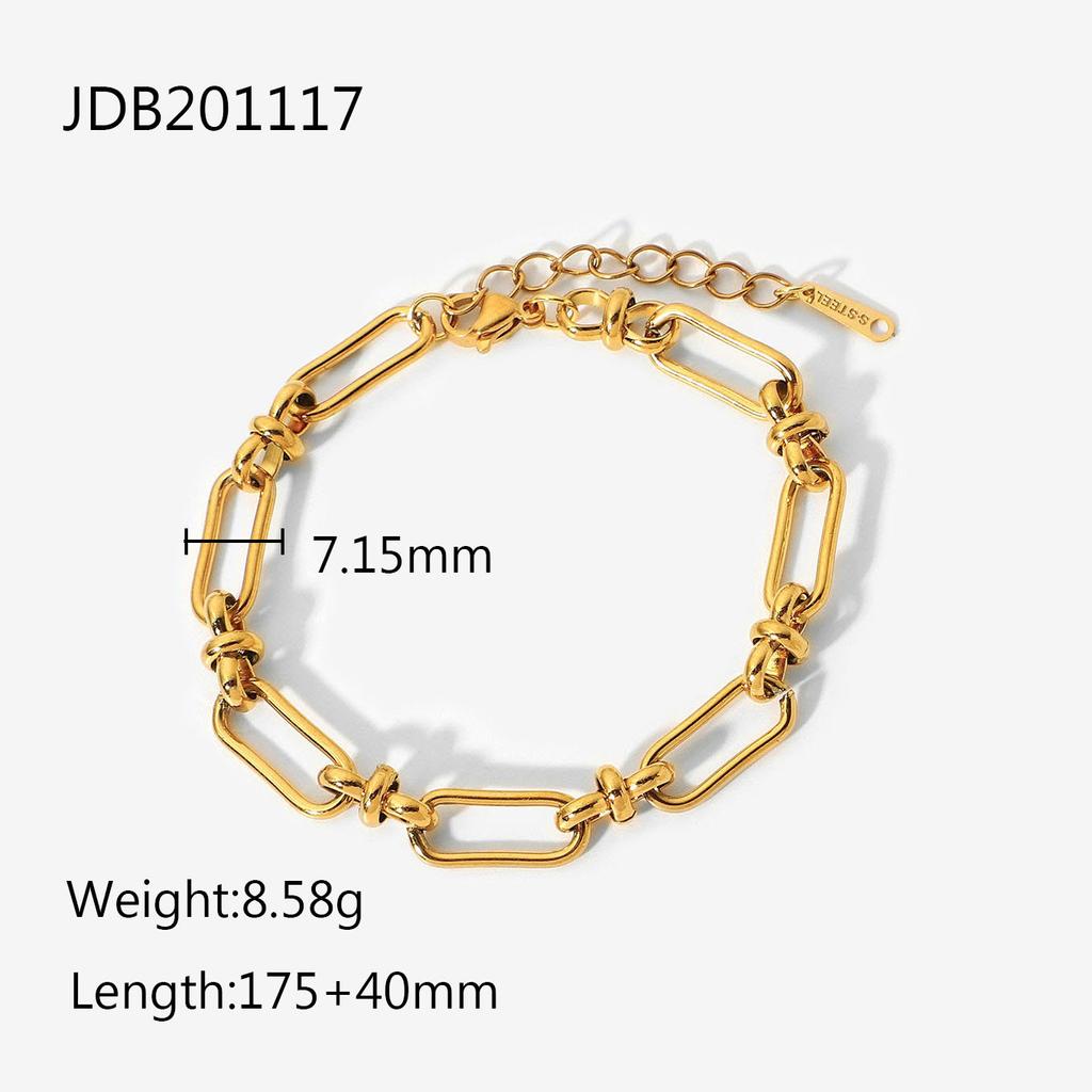 INS wind Internet celebrity same hollow chain cross buckle bracelet 18K gold stainless steel handmade chain jewelry