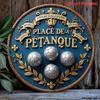 Segno Vintage Gioco Bocce Arte Murale in Metallo Blu Profondo Oro Decorazione in Ferro