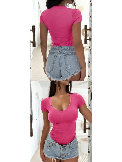 Cross-Border Women's High-End Slim-Fit Short-Sleeve Fashion T-Shirt