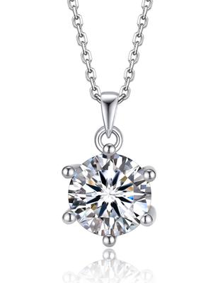 MomentWish Moissanite Necklace for Women, 1 Carat Moissanite, Simple Silver 925 Pendant, Birthday or Anniversary Gift (40cm Long + 5cm Adjuster), Incl
