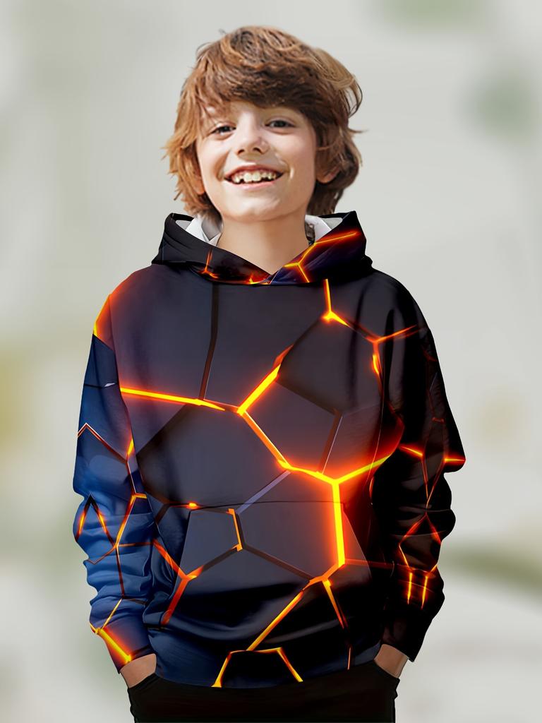 Dětské oblečení Chlapci Mikiny s dlouhým rukávem 3D potisk plamenem Děti Jaro Podzim Oblečení Ležérní Stylový Kluk Dívčí Oblečení Pulovr Topy