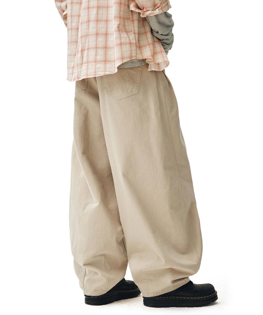 DECET Barrel Wide Leg Pants Dcpt071Beige