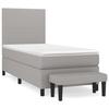 3136389 vidaXL Divan Bed with Mattress Light Grey 80x200 Cm Fabric