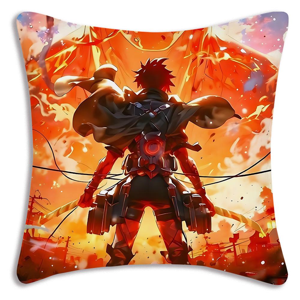 Anime Attacks on Titan Pillow Covers Cartoon Sofa Decorative Home Double-sided Printing Short Plush Cute Cushion Cover