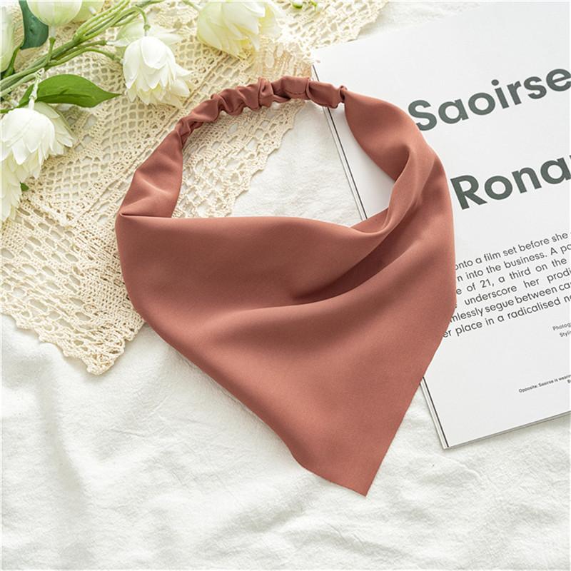 Ruoshui Woman Girls Solid Summer Head Scarf Chiffon Triangle Bandanas Women Elastic Hairband Hair Accessories Headwear Ornaments