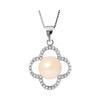 Necklace - Pearls & Colors - Clover - Freshwater Cultured Pearl 9-10 Mm - 925 Sterling Silver - Woman