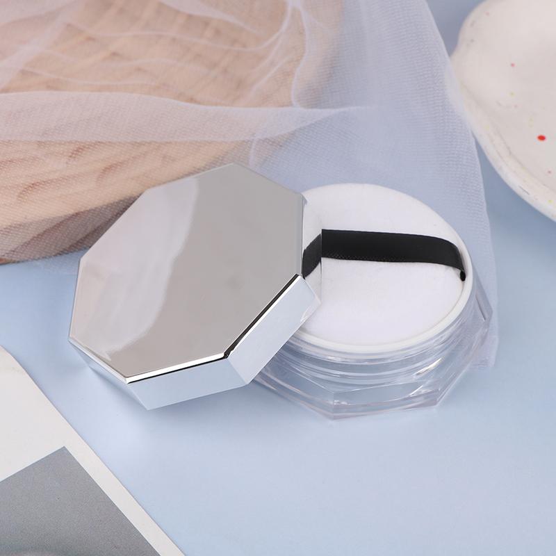 Octagonal Loose Powder Compact Container Empty Portable Plastic Diy Makeup Powder Case With Puff 10G Travel Size Jar Sifter