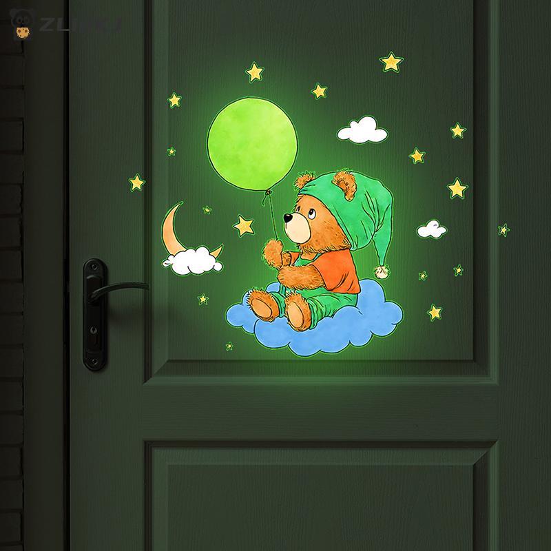 Glow Bear Toilet Sticker Luminous Wall Decal Removable Self Adhesive for Bathroom Kids Toilet Home Cute Decoration