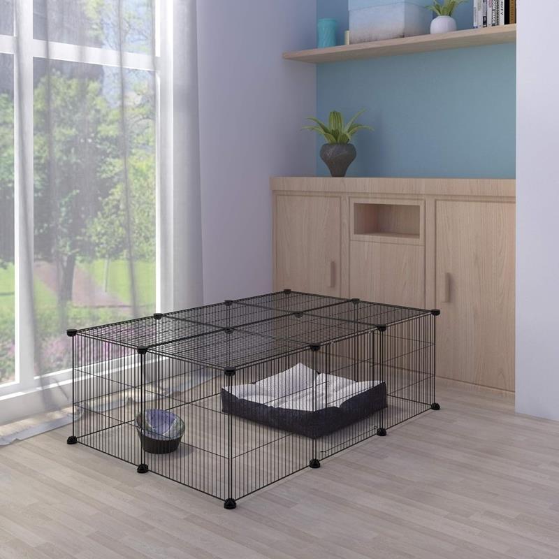 Metal Pen with Door for Small Animals Foldable Cage Run