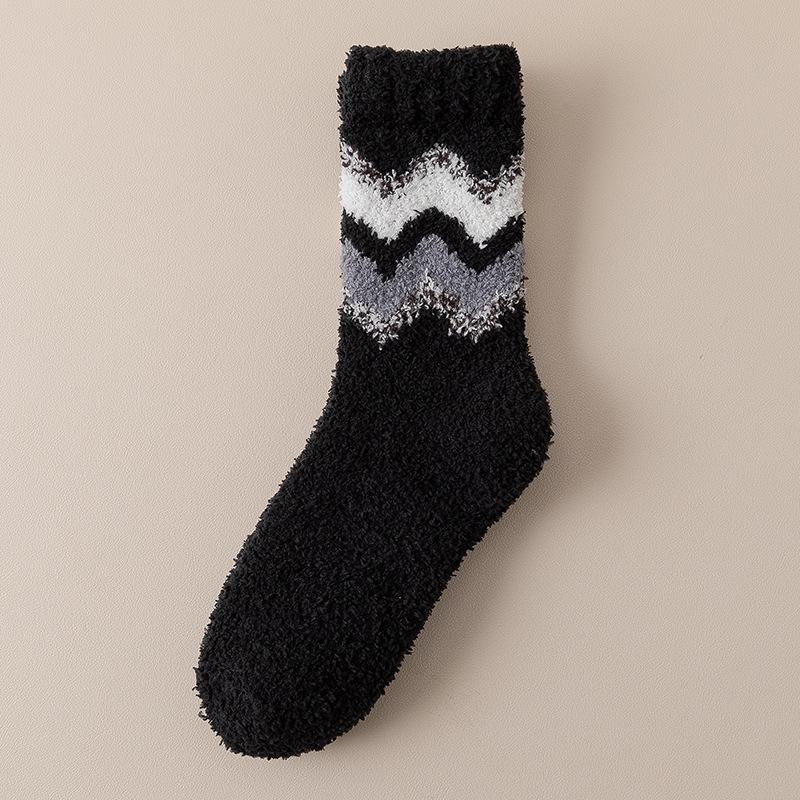 Coral Velvet Socks Women's Fall Winter Thick Mid-tube Socks Wavy Socks Warm Floor Socks