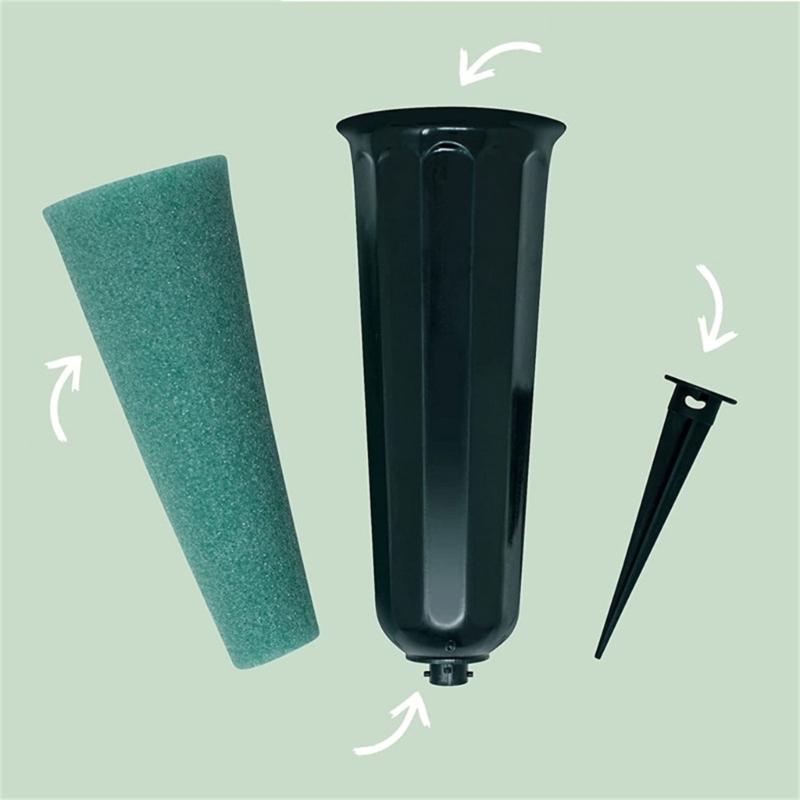 6Pieces Cemetery Vases with Spikes and Foam Inserts for Grave Site Floral Arrangements for Artificial or Freshing Flower