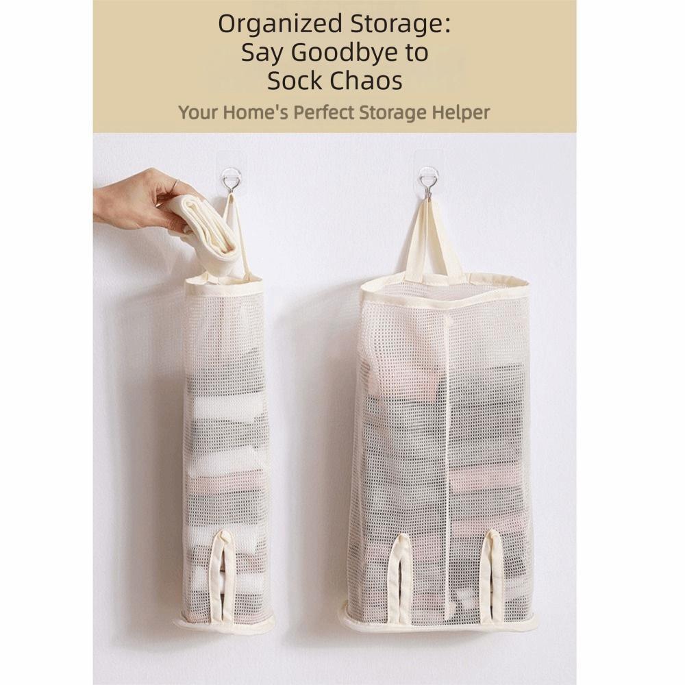 Space Saving Sock Storage Bag Mesh Pocket Grocery Bag Holder  Wardrobe Organization