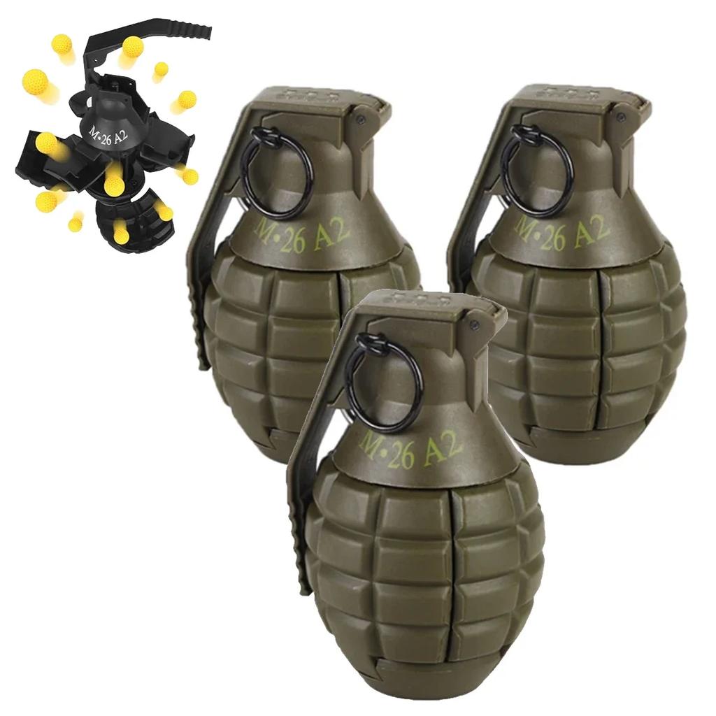Nylon Grenade Toy Explosion Grenade Toy, Airsoft Grenade Model, Anti-Fall, Refillable, Gel Ball, Confetti, Flour