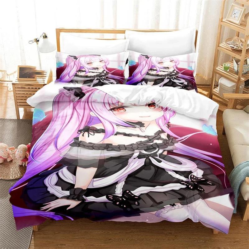 3D Printed Uruha Rushia Bedding Set Anime Hololive Butterfly Girl Duvet Cover Double Twin Full Queen King Adult Kids Quilt Cover