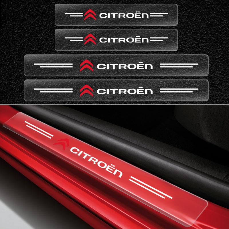 4pcs Car Scratchproof Car Threshold Transparent Sticker For Citroen C1 C2 C3 C4 C5 C5X E-C4 C-Crosser C4 Cactus Elysee C-ZERO