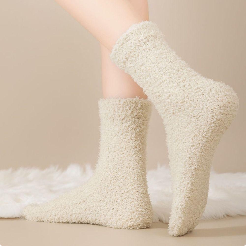 Verdickte Warme Zwei-Zehen-Fleece-Socken Mittelhohe Socken für den Boden Winter Separate Zehen Plüschsocken Herbst