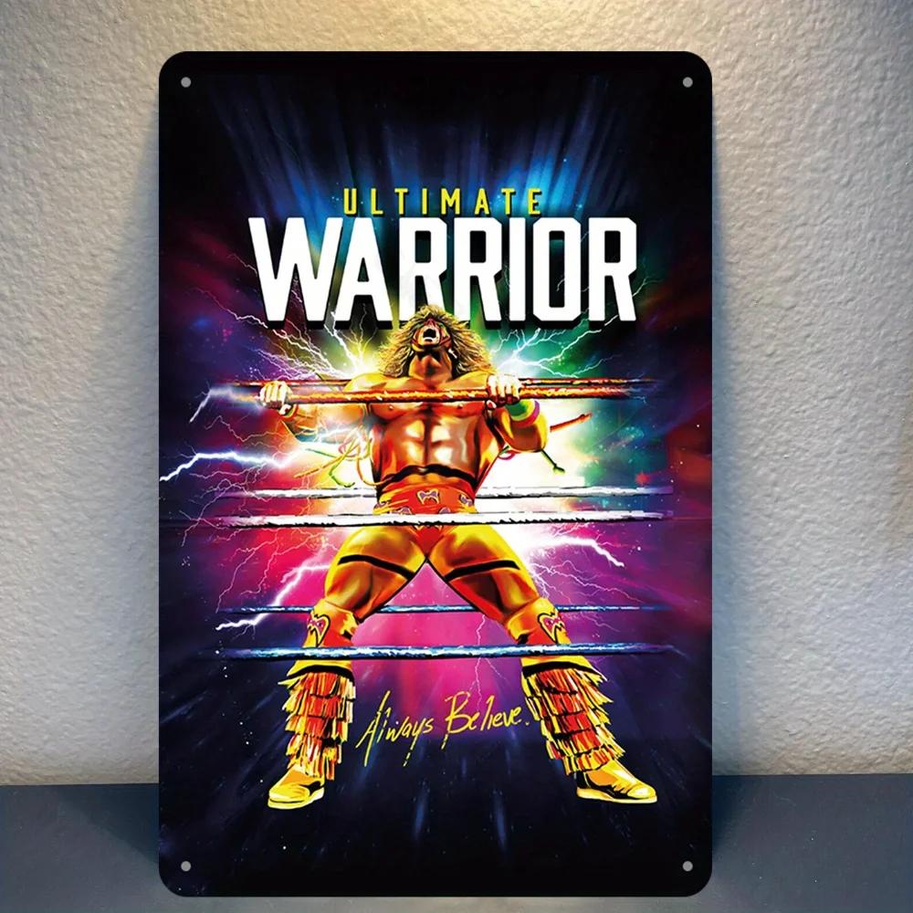 Gorgeous Ultimate Warrior Always Believe Metal Wall Art, with Its 8x12 - inch Dimensions, a Stunning Wrestling Poster