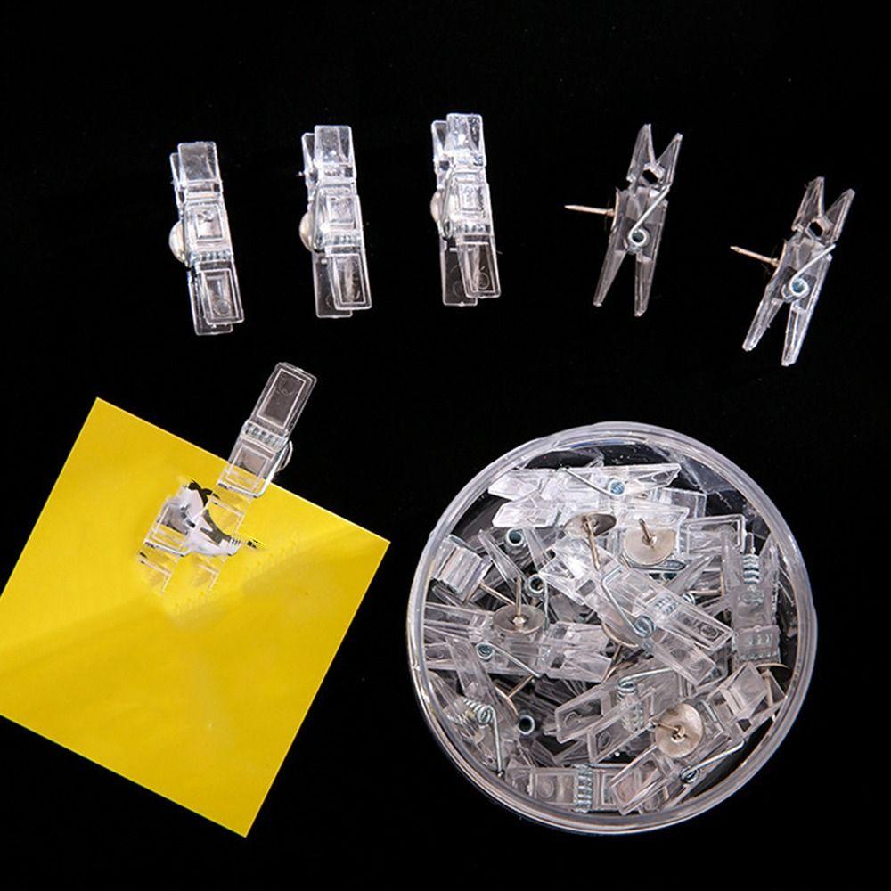 20Pcs/Box Mini Transparent Clip Push Pins Creative Pushpins with Clips  Wall Markers