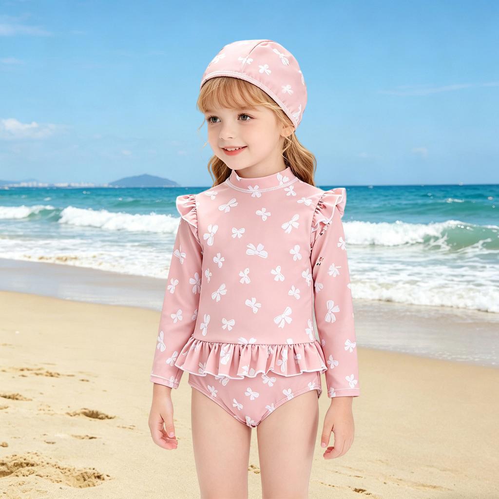 Costume da bagno a maniche lunghe per bambina - Carino costume intero ad asciugatura rapida
