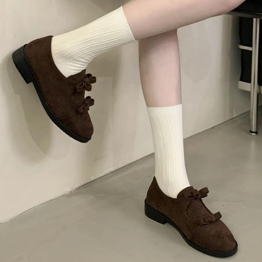 Fashion IPPEUM Mary Janes Shoes For Women Round Toe Bow Pumps 2025 New Fashion Loafers Shoe