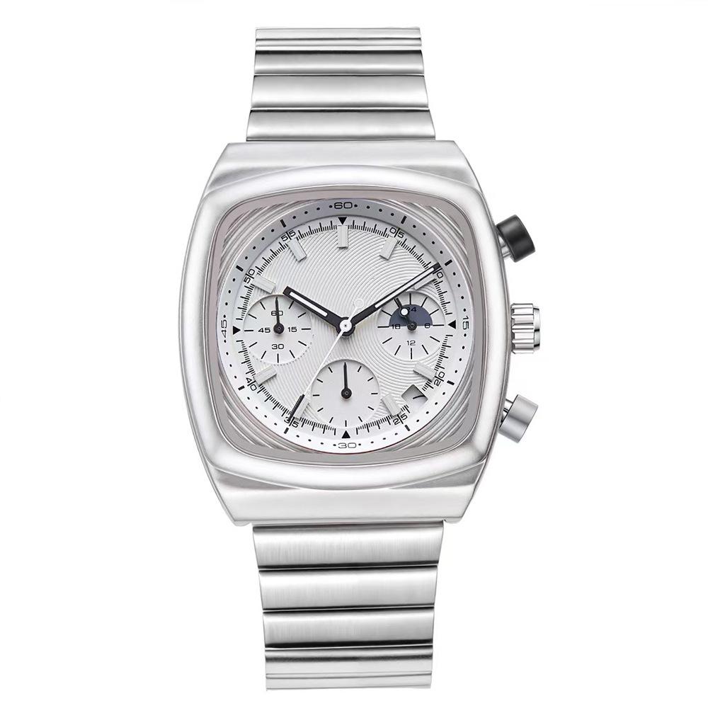 Men s Six-Needle Chronograph Watch - Steel Band, Waterproof, Luminous, Multifunctional Quartz with Calendar