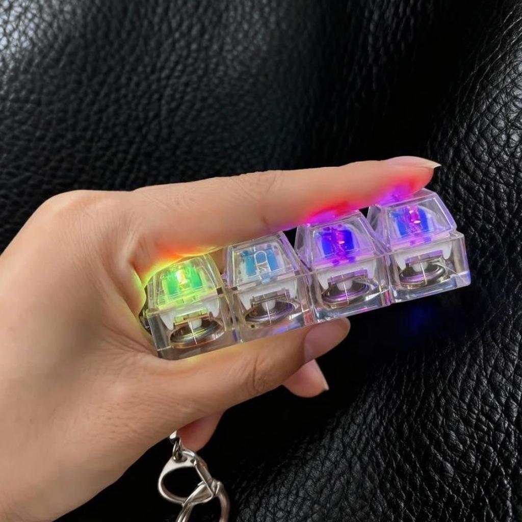 2-pack Keyboard Stress Relief Toy - 4-key Backlit Stress Relief Keyboard Keychain, Backlit Mechanical Keyboard Clicker Toy, Portable Stress Relief Toy