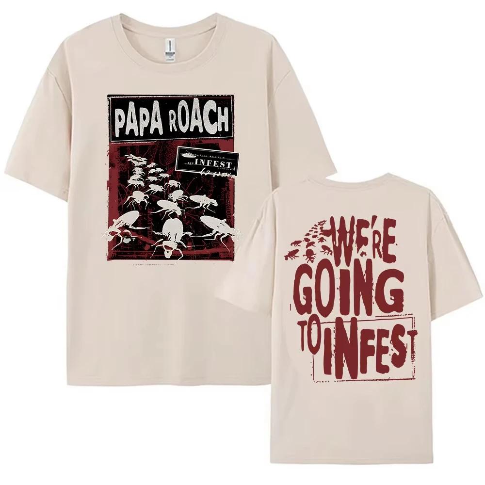 PAPA ROACH Rock Band Tshirt Cotton Summer Mens Hip Hop Casual Street Vest Graphic Print Loose Womens Tshirt