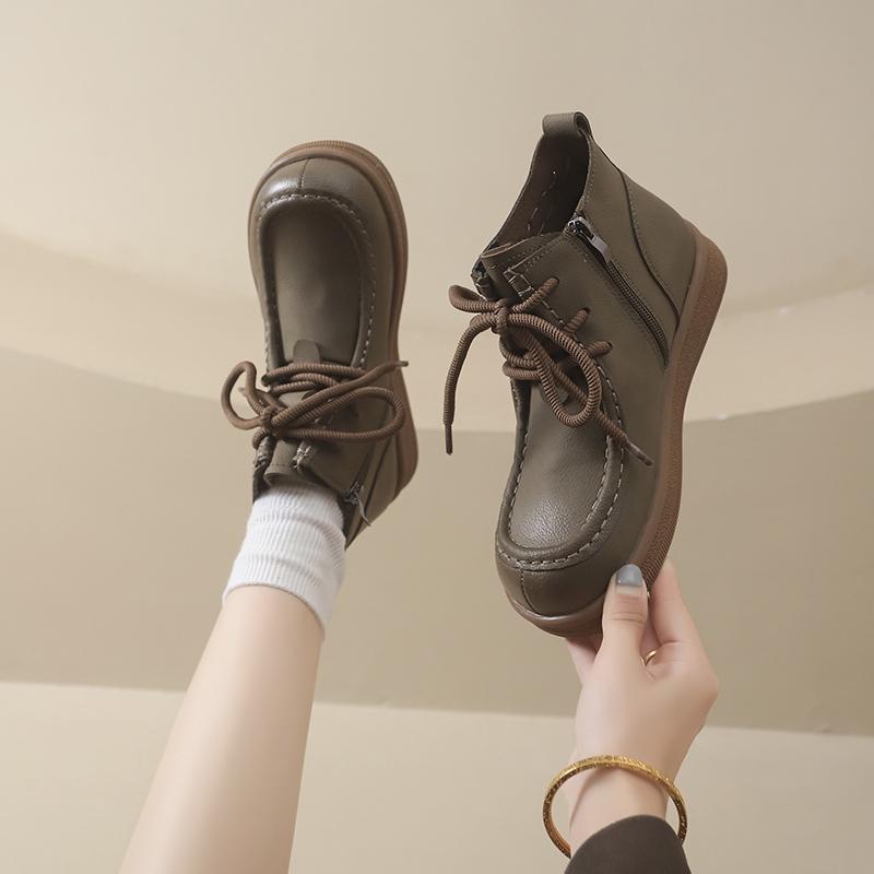 Retro Soft-soled Women's Autumn and Winter  New Flat-soled Foreign-style Single Boots Fashion Non-slip Versatile Booties
