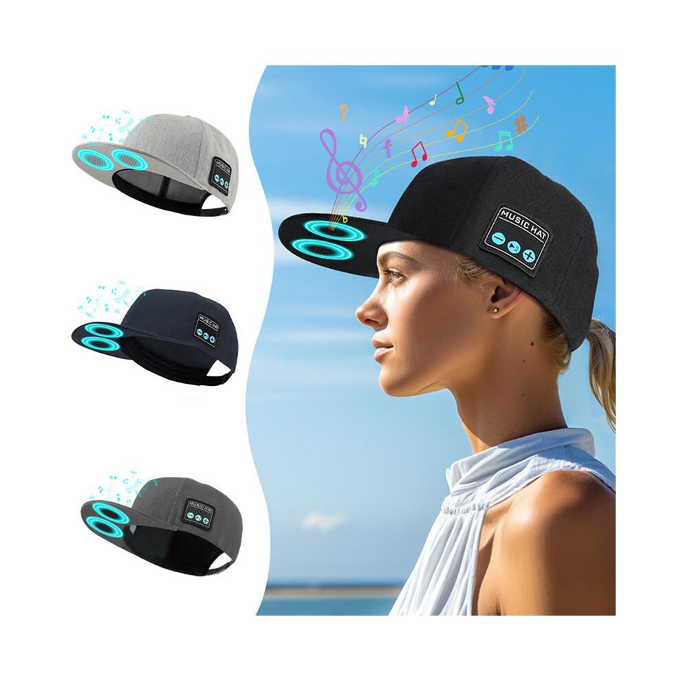 Bluetooth Speaker Hat, Adjustable Wireless Audio Cap, Black