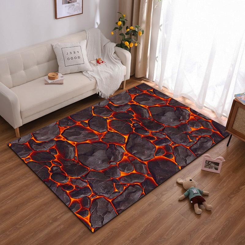 

Trendy rug with black rocks and fiery lava texture Suitable for use as an anti-slip game mat for living room and bedroom sofas 40x60cm( 15x23in )