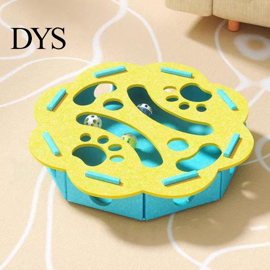 Mentales Stimulations-Katzen-Spielzeug Kratz-Labyrinth Interaktiver Filz-Nagelfeiler Selbstspiel-Box mit Kratzfläche und Spiel 3 Glöckchenbälle für Wohnungskatzen Stimuliert Kätzchen