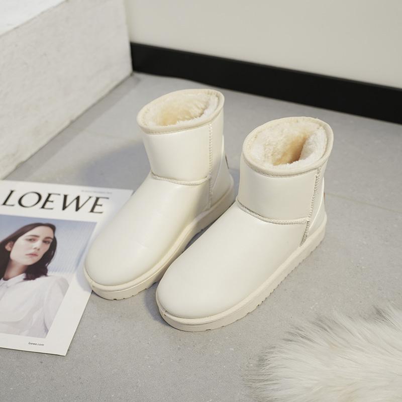 Vinter Nya Nordöstra Vattentäta Dam Snökängor Kort Skaft Platt Sula Varma Förtjockade Fleecefodrade Bomullsskor